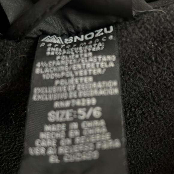 Snozu Performance Black Boys Fleece Lined Jacket with Hood Size 5/6 - Picture 2 of 2